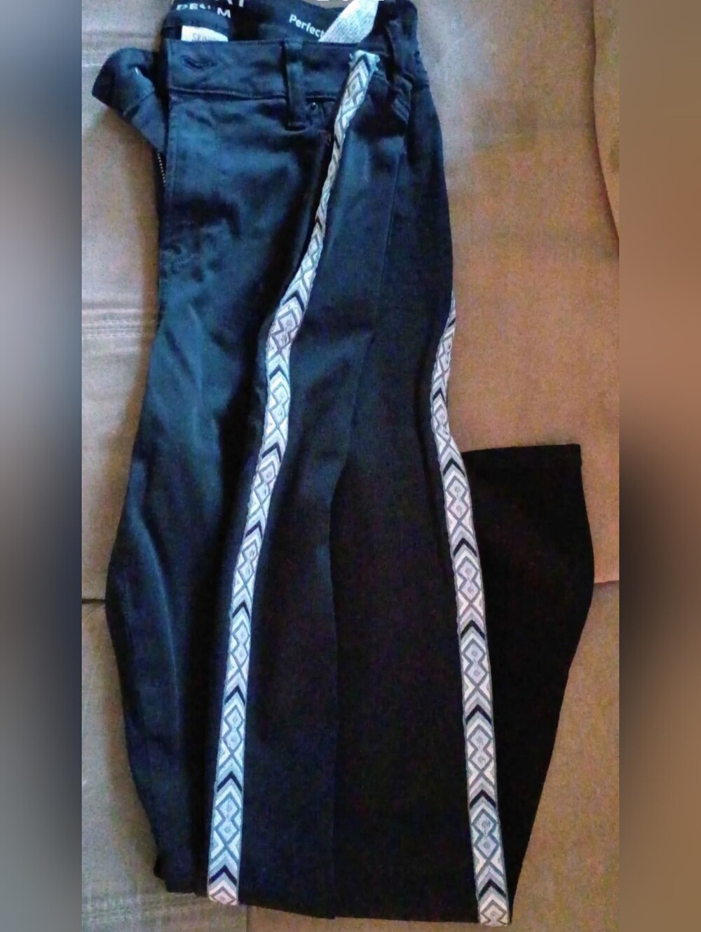 Women’s Black Track-Style Pants with White Aztec Side Stripe